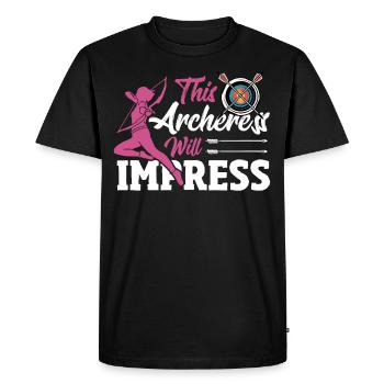 This Archeress will Impress Archery Hunting Archer - Men's Premium Organic T-Shirt - black - Front - Nico (187cm)