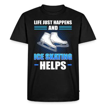 Life Just Happens And Ice Skating Helps Ice Skater - Men's Premium Organic T-Shirt - black - Front - Nico (187cm)