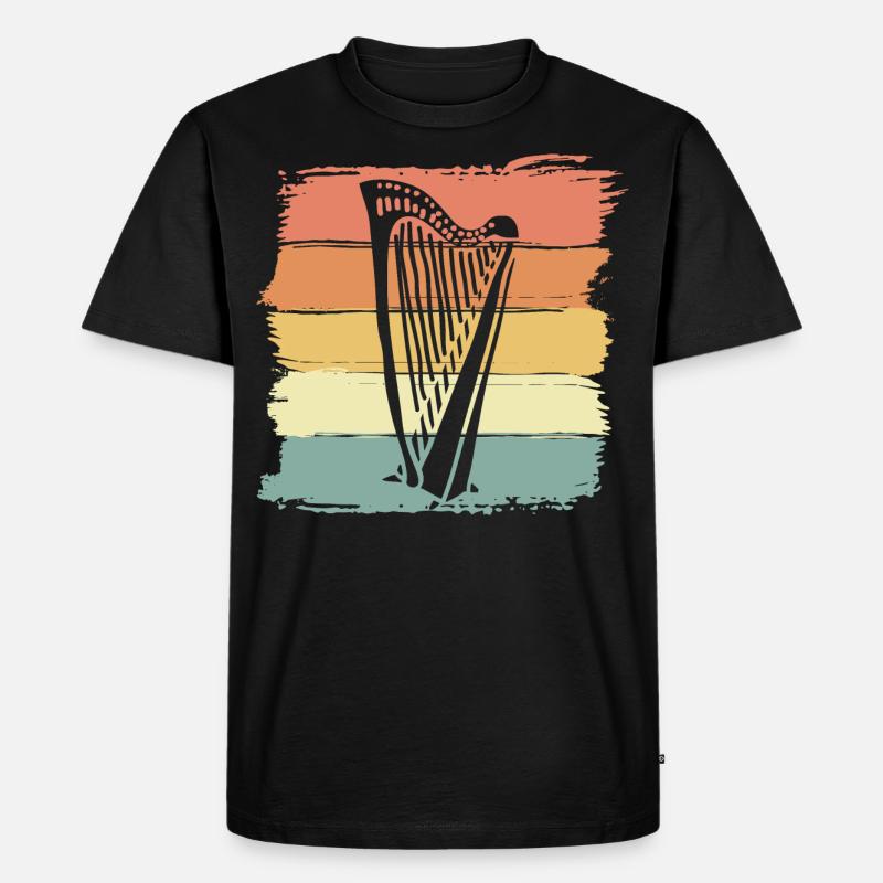 Harfe retro - Männer Premium Bio T-Shirt - Schwarz