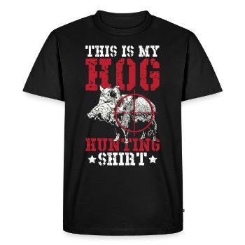 Ceci est ma chemise de chasse au porc Hog Slayer Sanglier - T-shirt Premium bio Homme - noir - Devant - Nico (187cm)