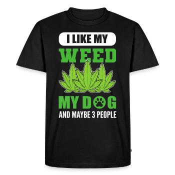 J’aime l’herbe de mon chien et peut-être 3 personnes la marijuana - T-shirt Premium bio Homme - noir - Devant - Nico (187cm)