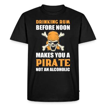 Drinking Rum Before Noon Makes You A Pirate Not - Men's Premium Organic T-Shirt - black - Front - Nico (187cm)