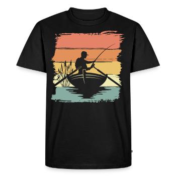 Pêche Pêche rétro vintage - T-shirt Premium bio Homme - noir - Devant - Nico (187cm)