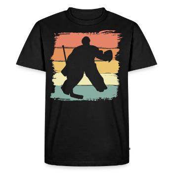 Gardien de but de hockey sur glace rétro - T-shirt Premium bio Homme - noir - Devant - Nico (187cm)