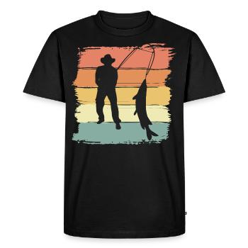 Pêche Pêche rétro vintage - T-shirt Premium bio Homme - noir - Devant - Nico (187cm)