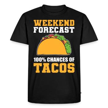 Weekend Forecast 100% Chance of Tacos Taco Lover - Men's Premium Organic T-Shirt - black - Front - Nico (187cm)