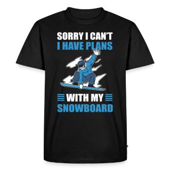 Désolé, je ne peux pas avoir de plans avec mon snowboard - T-shirt Premium bio Homme - noir - Devant - Nico (187cm)