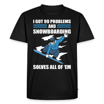 J’ai 99 problèmes et le snowboard résout tout - T-shirt Premium bio Homme - noir - Devant - Nico (187cm)
