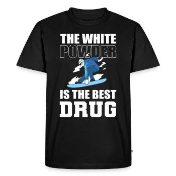 La poudre blanche est la meilleure drogue Snowboard - T-shirt Premium bio Homme - noir - Devant - Nico (187cm)