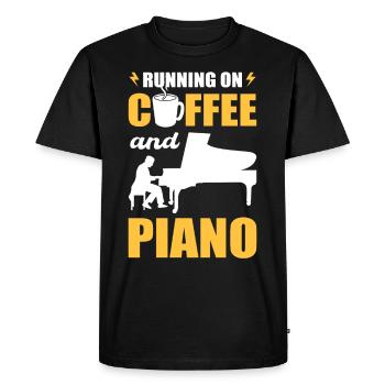 Running On Coffee et Piano Keyboard Pianist - T-shirt Premium bio Homme - noir - Devant - Nico (187cm)