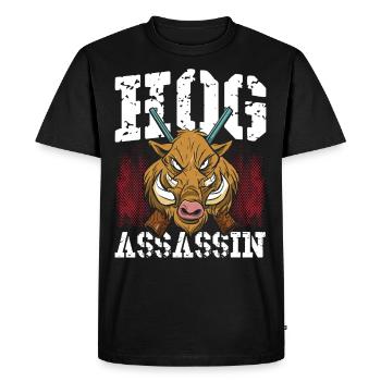 Hog Assassin Hog Hunting Wild Boar Hunter - Men's Premium Organic T-Shirt - black - Front - Nico (187cm)