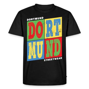Dortmund Germany City Colorful Skyline Home - Men's Premium Organic T-Shirt - black - Front - Nico (187cm)