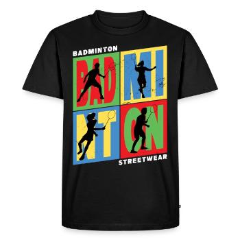 Badminton Badminton Sport Player Vintage Rétro - T-shirt Premium bio Homme - noir - Devant - Nico (187cm)