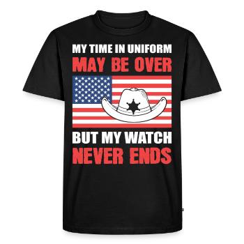 My Watch Never Ends Retired Deputy Sheriff Police - Men's Premium Organic T-Shirt - black - Front - Nico (187cm)