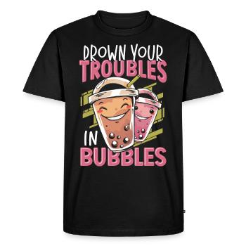 Noie vos problèmes dans les bulles Boba Tea Bubble Tea - T-shirt Premium bio Homme - noir - Devant - Nico (187cm)