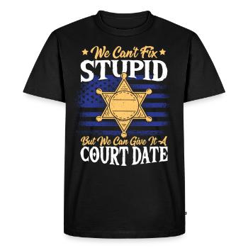 We Can't Fix Stupid Deputy Sheriff Police Officer - Men's Premium Organic T-Shirt - black - Front - Nico (187cm)
