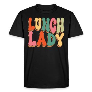 Déjeuner Dame Employée de la cafétéria - T-shirt Premium bio Homme - noir - Devant - Nico (187cm)