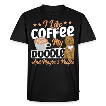 J’aime le café mon doodle et peut-être 3 personnes dorées - T-shirt Premium bio Homme - noir - Devant - Nico (187cm)