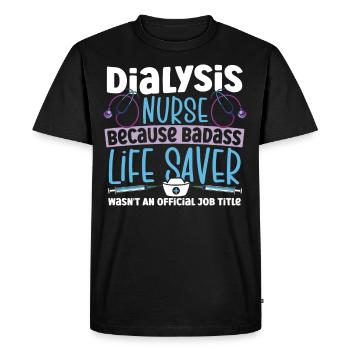 Infirmière en dialyse Titre officiel du poste Néphrologie - T-shirt Premium bio Homme - noir - Devant - Nico (187cm)