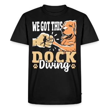 Nous avons ce chien plongeur de quai qui saute - T-shirt Premium bio Homme - noir - Devant - Nico (187cm)