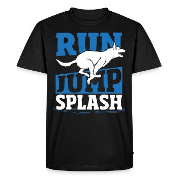 Run Jump Splash Dock Diving Dog Jumping - T-shirt Premium bio Homme - noir - Devant - Nico (187cm)