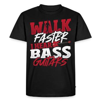 Marchez plus vite J’entends des guitares basses Joueur de basse Basse - T-shirt Premium bio Homme - noir - Devant - Nico (187cm)