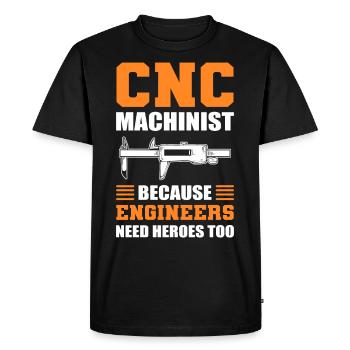 Machiniste CNC parce que les ingénieurs ont aussi besoin de héros - T-shirt Premium bio Homme - noir - Devant - Nico (187cm)