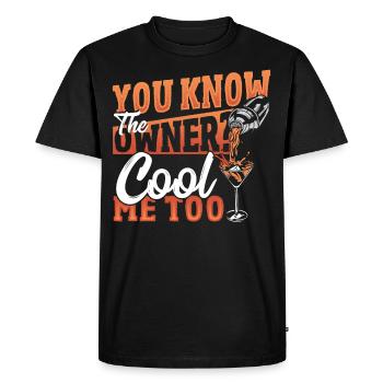Vous connaissez le propriétaire? Barman Cool Me Too - T-shirt Premium bio Homme - noir - Devant - Nico (187cm)