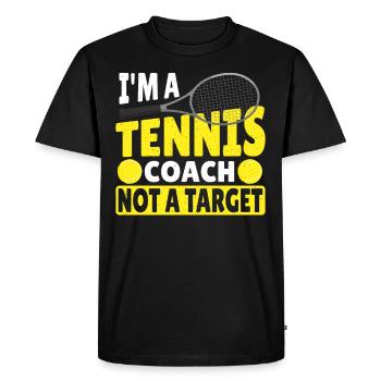 Je suis un entraîneur de tennis, pas un joueur de tennis cible - T-shirt Premium bio Homme - noir - Devant - Nico (187cm)