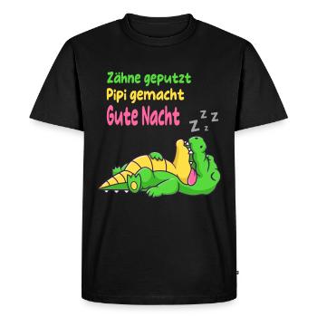 Schlafendes Krokodil | Schlafshirt | Langschläfer - Männer Premium Bio T-Shirt - Schwarz - Vorne - Nico (187cm)