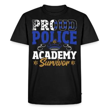 Fier policier survivant de l’Académie de police Policier survivant - T-shirt Premium bio Homme - noir - Devant - Nico (187cm)