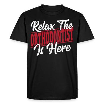 Détendez-vous L’orthodontiste est ici Orthodontistes - T-shirt Premium bio Homme - noir - Devant - Nico (187cm)