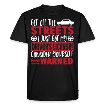 Je viens d’obtenir mon permis de conduire! Nouveau conducteur d’abord - T-shirt Premium bio Homme - noir - Devant - Nico (187cm)