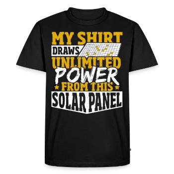 Ma chemise tire une puissance illimitée de ce solaire - T-shirt Premium bio Homme - noir - Devant - Nico (187cm)