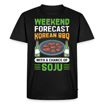 Prévisions de week-end barbecue coréen avec une chance de Soju - T-shirt Premium bio Homme - noir - Devant - Nico (187cm)