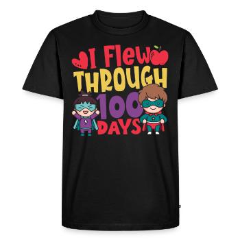 I Flew Through 100 Days of School 100th Day Of - Men's Premium Organic T-Shirt - black - Front - Nico (187cm)