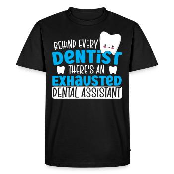 Behind Every Dentist There's An Exhausted Dental - Men's Premium Organic T-Shirt - black - Front - Nico (187cm)