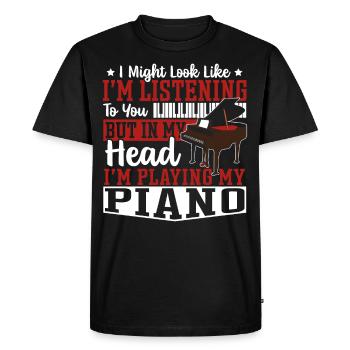 Dans ma tête, je joue mon pianiste - T-shirt Premium bio Homme - noir - Devant - Nico (187cm)