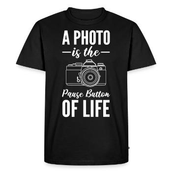 A Photo Is The Pause Button Of Life Photographer - Men's Premium Organic T-Shirt - black - Front - Nico (187cm)