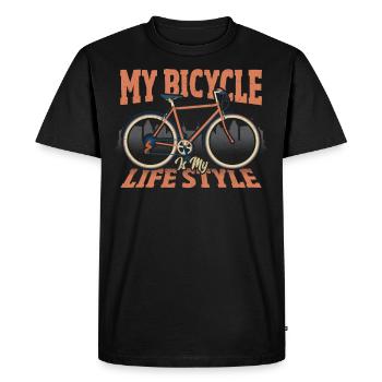 Mon vélo est mon style de vie Cycliste - T-shirt Premium bio Homme - noir - Devant - Nico (187cm)