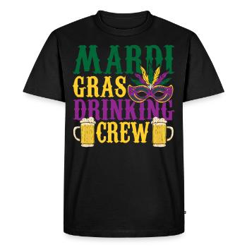 Mardi Gras Drinking Crew Carnival Beads Mask - Men's Premium Organic T-Shirt - black - Front - Nico (187cm)