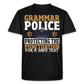Transcription de la police grammaticale - T-shirt Premium bio Homme - noir - Devant - Nico (187cm)