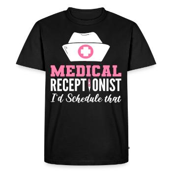 Réceptionniste médicale Réception médicale - T-shirt Premium bio Homme - noir - Devant - Nico (187cm)