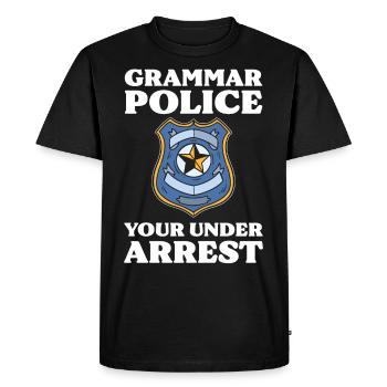 Grammer Police Votre arrestation Sarcastique Drôle - T-shirt Premium bio Homme - noir - Devant - Nico (187cm)