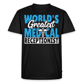 Réception médicale de la réceptionniste en médecine - T-shirt Premium bio Homme - noir - Devant - Nico (187cm)