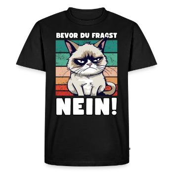 Grump Cat - Avant que vous ne demandiez non ! Dicton cynique - T-shirt Premium bio Homme - noir - Devant - Nico (187cm)