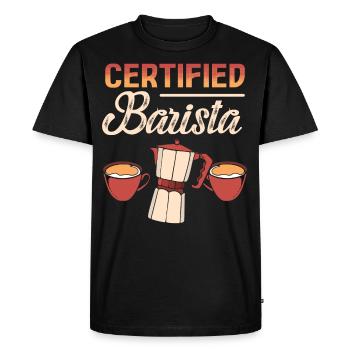 Certified Barista Coffee - Men's Premium Organic T-Shirt - black - Front - Nico (187cm)