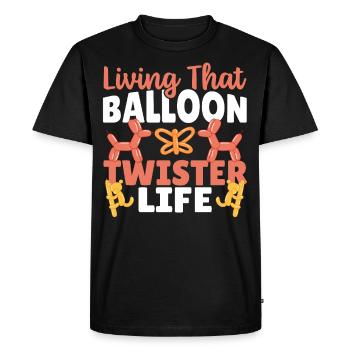 La vie d’un artiste de ballons Balloon Twisters - T-shirt Premium bio Homme - noir - Devant - Nico (187cm)