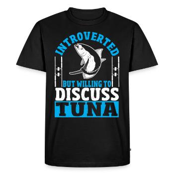 Pêche au thon Introverti mais prêt à en parler - T-shirt Premium bio Homme - noir - Devant - Nico (187cm)