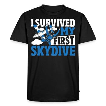 I Survived My First Skydive Skydiving Parachuting - Men's Premium Organic T-Shirt - black - Front - Nico (187cm)